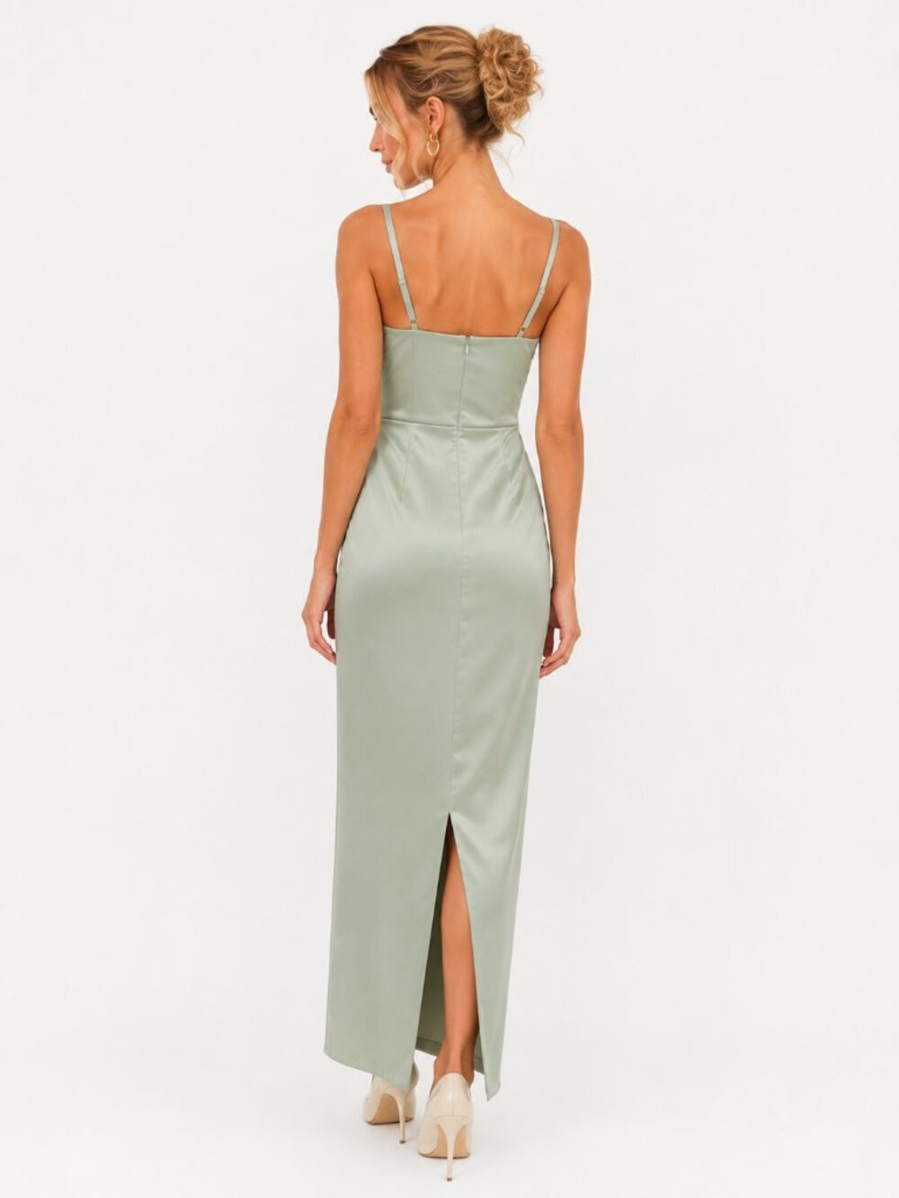 Reformation Vesper Satin Dress Salvia - Picture 4 of 11